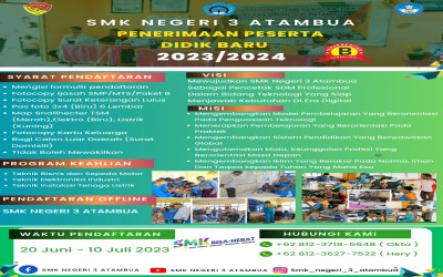 Penerimaan Peserta Didik Baru (PPDB) Tahun Ajaran 2023/2024 SMK Negeri 3 Atambua